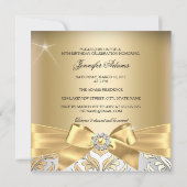 50 & Fabulous Gold Leaf & Bow 50th Birthday Invite Kaart (Achterkant)
