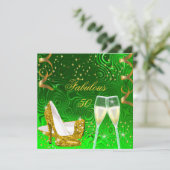 50 Fabulous Gold Limoen Glitter High Heels Birthda Kaart (Staand voorkant)