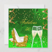50 Fabulous Gold Limoen Glitter High Heels Birthda Kaart (Voorkant)