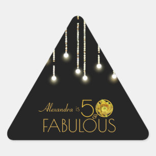 50 & Fabulous Gold op Black Yellow Cactus Flower Sticker