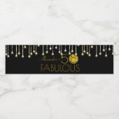 50 & Fabulous Gold op Black Yellow Cactus Flower Waterfles Etiket (Enkel label)