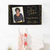 50 - Fabulous Gold Photo Template Birthday Bann Spandoek (Insitu)