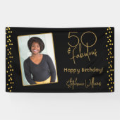 50 - Fabulous Gold Photo Template Birthday Bann Spandoek (Horizontaal)