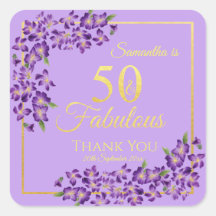 50 & Fabulous Gold Violet Flowers 50th Birthday
