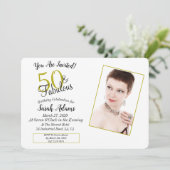 50 & Fabulous Goud 50e Verjaardagsfeestfoto Kaart (Staand voorkant)
