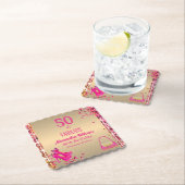 50 & Fabulous Goud Heet Roze Glitterij Hoge Hakken Kartonnen Onderzetters (Insitu)