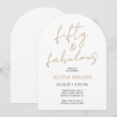 50 & Fabulous Goud Modern Script 50ste Verjaardag Kaart (Voorkant / Achterkant)