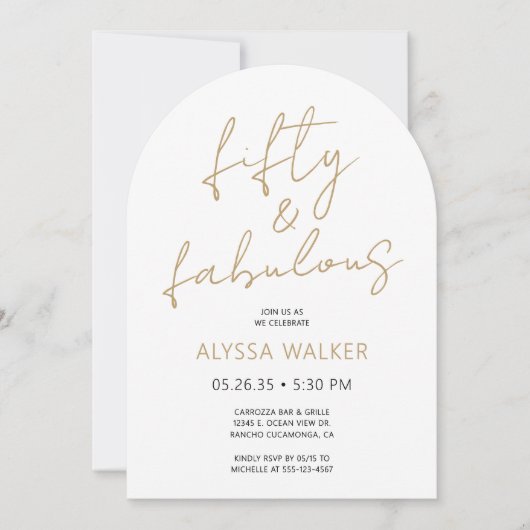 50 & Fabulous Goud Modern Script 50ste Verjaardag Kaart (Voorkant)
