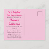 50 & Fabulous Goud Roze Zwart Verjaardag Typografi Uitnodiging Briefkaart (Achterkant)