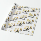 50 & Fabulous Goud & Zwart Modern Cadeaupapier (Uitgerold)