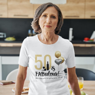 50 & Fabulous Goud & Zwart Moderne Verjaardag T-shirt