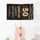50 & Fabulous Goud & Zwart Verjaardag Verticaal Spandoek (Insitu)