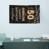 50 & Fabulous Goud & Zwart Verjaardag Verticaal Spandoek (Beurs)