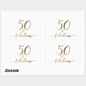 "50 & Fabulous" Gouden folie Effect v2 Verjaardag Rechthoekige Sticker (Vel)