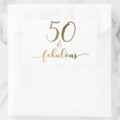 "50 & Fabulous" Gouden folie Effect v2 Verjaardag Rechthoekige Sticker (Tas)