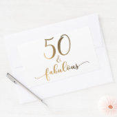 "50 & Fabulous" Gouden folie Effect v2 Verjaardag Rechthoekige Sticker (Envelop)