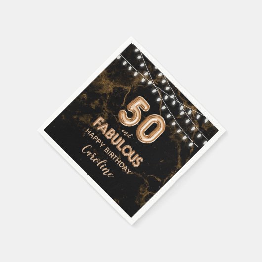 50 & Fabulous Gouden Folieballonnen & Snaarlichten Servet (Hoek)