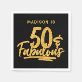50 & Fabulous Gouden Glitter 50e Verjaardag Naam Servet (Voorkant)