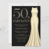 50 & Fabulous Gouden Sparkle Dress 50ste Verjaarda Kaart (Voorkant)
