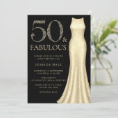 50 & Fabulous Gouden Sparkle Dress 50ste Verjaarda Kaart (Staand voorkant)