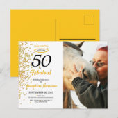 50 & Fabulous Gouden Virtuele Verjaardagsuitnodigi Briefkaart (Voorkant / Achterkant)