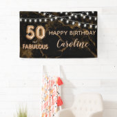 50 & Fabulous Gouden Zwarte Ballonlichten Verjaard Spandoek (Insitu)