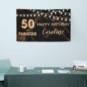 50 & Fabulous Gouden Zwarte Ballonlichten Verjaard Spandoek (Beurs)