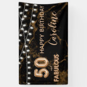 50 & Fabulous Gouden Zwarte Ballonlichten Verjaard Spandoek (Verticaal)
