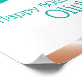 50 Fabulous Happy Birthday Blauwgroen Roos Gold Pa Poster (Hoek)