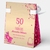 50& Fabulous Hoge Hakken Goud Hot Pink Glitter Gla Bedankdoosjes (Achterkant)