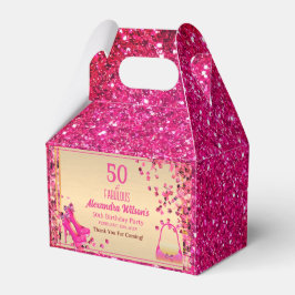 50& Fabulous Hoge Hakken Goud Hot Pink Glitter Gla Bedankdoosjes