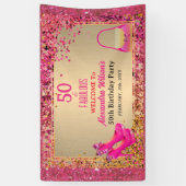 50& Fabulous Hoge Hakken Goud Hot Pink Glitter Gla Spandoek (Verticaal)