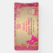 50& Fabulous Hoge Hakken Goud Hot Pink Glitter Gla Spandoek (Verticaal)
