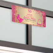 50& Fabulous Hoge Hakken Goud Hot Pink Glitter Gla Spandoek (Buitenkant Gebouw)