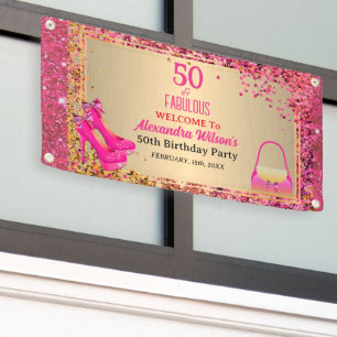 50& Fabulous Hoge Hakken Goud Roze Glitters Buiten Spandoek