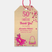 50& Fabulous Hoge Hakken Gouden Roze Glittery Glam Cadeaulabel (Voorkant)