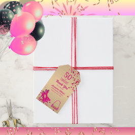 50& Fabulous Hoge Hakken Gouden Roze Glittery Glam Cadeaulabel