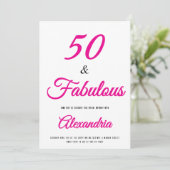 50 & Fabulous Hot Pink Black 50th Birthday Kaart (Staand voorkant)