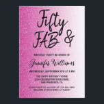 50 Fabulous Hot Pink Glitter 50th Birthday Kaart<br><div class="desc">Het vieren van 50 in stijl met dit stijlvolle 40ste verjaardagsontwerp op een roze glitter ombre achtergrond, een schitterende 50ste verjaardagsuitnodiging die je eenvoudig kunt personaliseren en uitzenden voor de viering van je vijftigste verjaardag. De woorden vijftig en fab worden geplaatst gebruikend modern manuscript. Exclusief voor u ontworpen door Happy...</div>