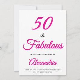 50 & Fabulous Hot Roze Zwart 50ste Verjaardag Kaart