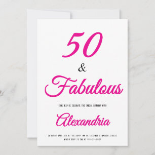 50 & Fabulous Hot Roze Zwart 50ste Verjaardag Kaart