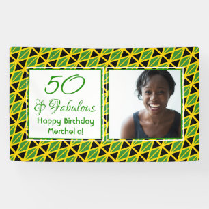 50 & Fabulous JAMAICA FLAG Custom Photo Verjaardag Spandoek