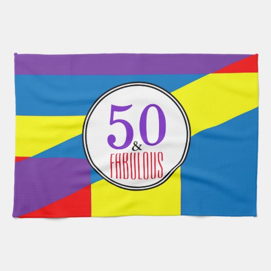 50 & Fabulous Kleurrijk Theedoek (Horizontaal)