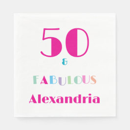50 & Fabulous Kleurrijke Moderne Verjaardagsuitnod Servet