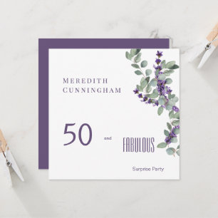 50 & Fabulous Lavendel Verrassing Verjaardagsfeest Kaart