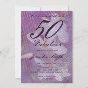 50 & Fabulous Lavender Birthday Invitation Kaart