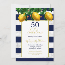 50 Fabulous Lemon Navy White Stripe Marble Kaart