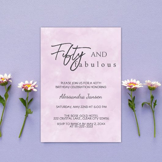 50 & Fabulous Licht Paarse 50ste Verjaardag Kaart