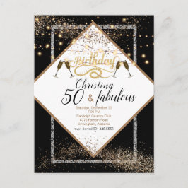 50 & Fabulous LIghts Birthday Party Invitation Briefkaart