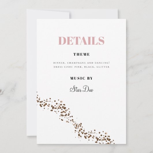 "50 & Fabulous" Minimale Roze en Zwarte Glitter Kaart (Achterkant)